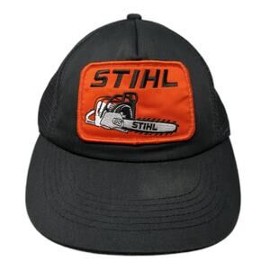 STIHL Patch Mesh Back Trucker Hat Black One Size Adjustable Outdoor